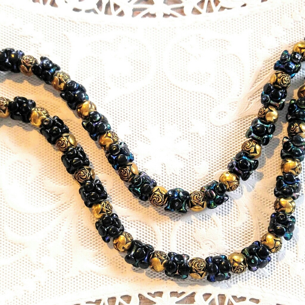 MAGIC VINTAGE NECKLACE-Black Chameleon Pearl - Picture 1 of 4